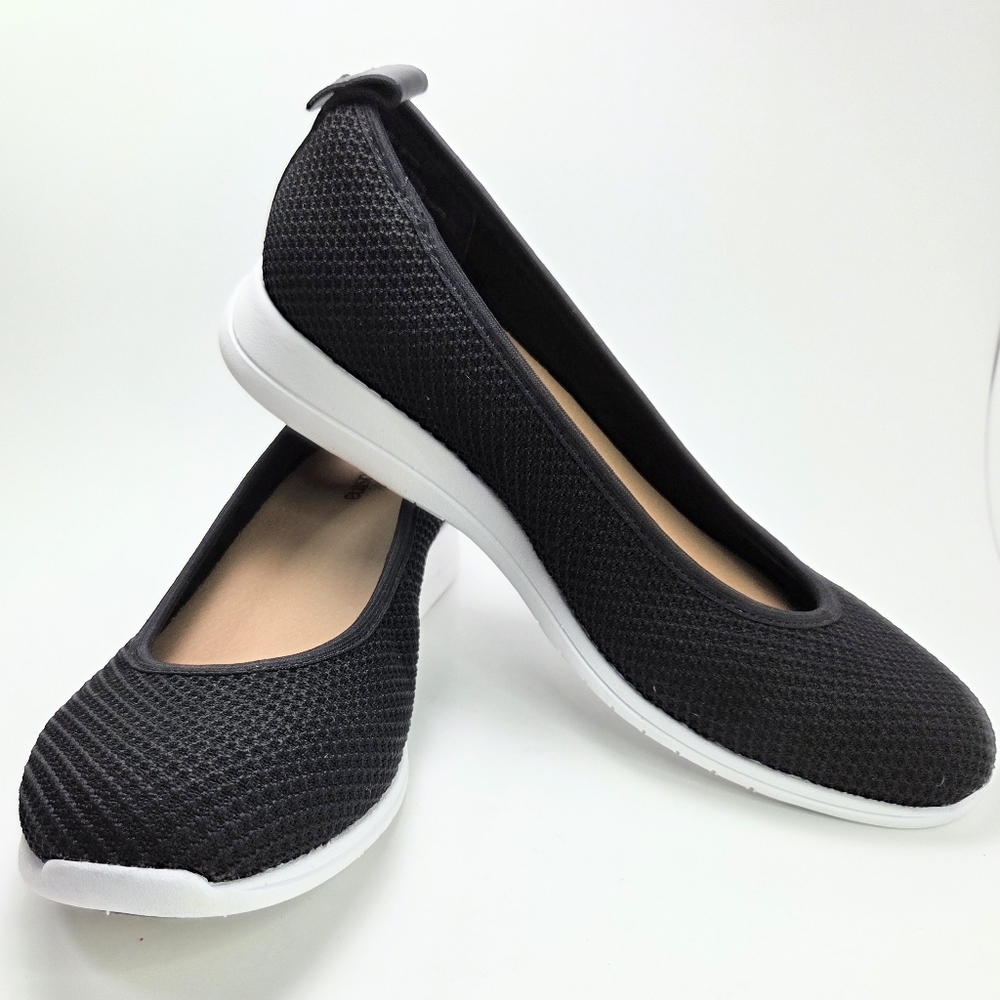 Susina Sneaker Mesh w Leather Slip-On Flats Black Ballet Style Womens Size 10